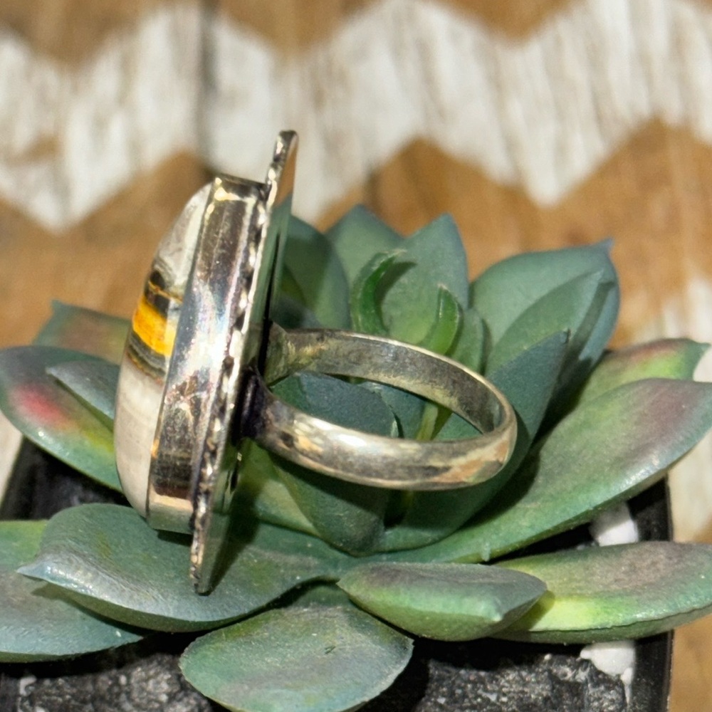 Silver Bumble Bee Jasper Ring - image 3